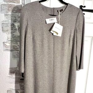 PESERICO Dress Made In Italy Size EU 46/US 10-12 New With Tags Long Sleeve Beige